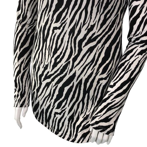 LEL Long Elegant Legs Womens Sz M Zebra Print Tunic Top Stretch Square Neck VTG - Picture 3 of 14
